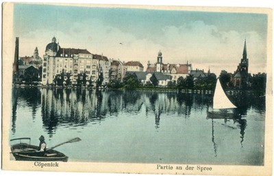 AK BERLIN KÖPENICK Partie an der Spree, Segler, Ruderer 1919