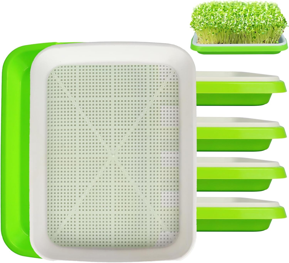 Seed Sprouting Tray 5 Packs Microgreens Growing Trays Big Capacity ...