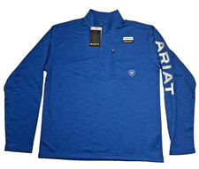 NWT Ariat Exclusive Men's Medium Blue Tek Team Mid States SMU 1/4 Zip Sweatshirt