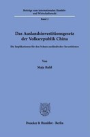 Das Auslandsinvestitionsgesetz Der Volksrepublik China Maja Ruhl