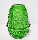 Vintage Fenton Hobnail Fairy Lamp Green Glass Candle Holder Read Description
