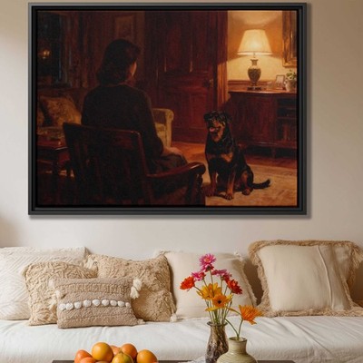 Oil Painting Rottweiler Dog Canvas Print Living Room Decor Framed Art Artwork