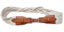 J Crew Braided Rope and Leather Belt White Brown Women's Size M 28"-31" 