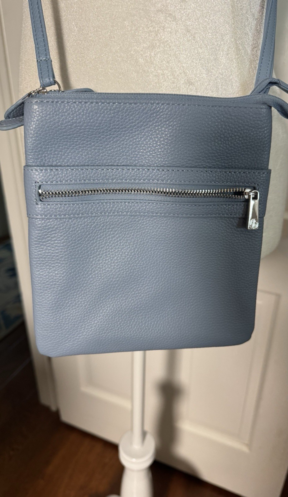 NWOT Giani Bernini Triple Zip Blue Pebble Leather Dasher Crossbody Purse