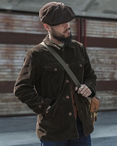 1930 Bronson Mfg French Hunting Jacket Vintage Style Men Thick Corduroy Coat 40 image 6
