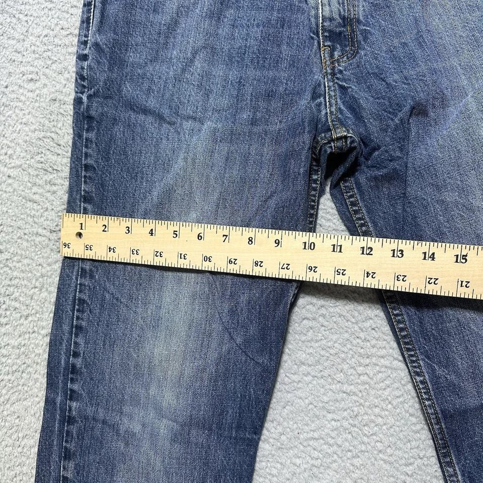 Jeans masculino camelo vermelho 33X32 azul denim perna reta lavagem média - Imagem 4 de 4