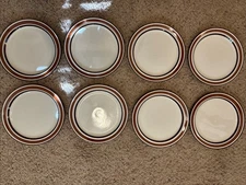 Set of 8 Dachi Akey Sienna Dinner Plates F3941 Rust Tan Brown + 7 Cereal Bowls