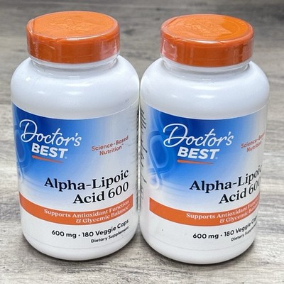 2X Doctors Best Alpha Lipoic Acid 600 mg (2x 180= 360 Veggie Caps) EXP 07/2026