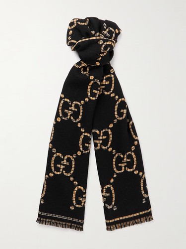 GUCCI Logo-Intarsia Wool Scarf RRP £335 - Picture 4 of 9