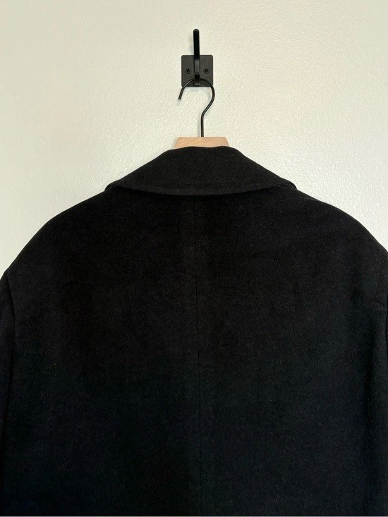 Men's Burberry Wool Cashmere Blend Peacoat Winter Jacket Minimalist Black Large - product detail image 6