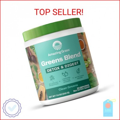 Amazing Grass Greens Blend Detox & Digest: Cleanse with Super Greens Powder, Bee