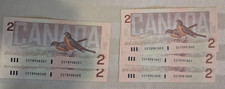 1986 Canada $2 Dollar sequence of 3, & 1 off sequence of 2 - 7123