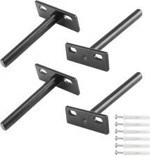 Heavy Duty 4-Inch Floating Shelf Brackets - 4 Pack with Screws & Wall Plugs