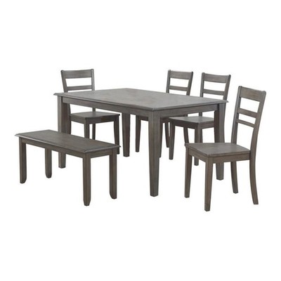 Sunset Trading Shades of Gray 6PC 60'' Rectangular Wood Dining Table Set in Gray