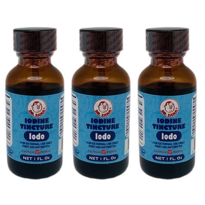 Dr Sana Iodine Tincture. First Aid Antiseptic. For Minor Wounds. 1 oz. Pack of 3