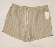 NEW MEN'S SIZE XL GOODFELLOW  CO NEUTRAL STRIPE LINEN BLEND PULL ON SHORTS