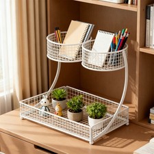 Vanity Makeup Organizer Metal Storage Rack for Bathroom Kitchen Desktop Shelf