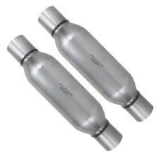 Pair Of Single Chamber Performance Race Round Universal Mufflers 3