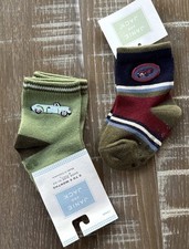 Vintage Janie & Jack Socks Classic Car Racecar 0-6 Months Boy 2007 Green Navy