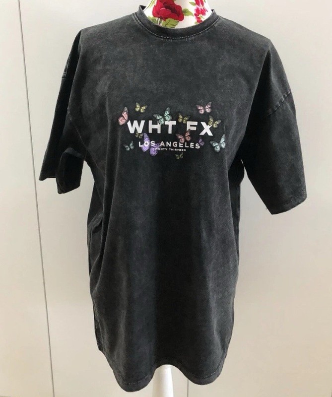 White Fox Grey Butterfly T-Shirt Size S/M
