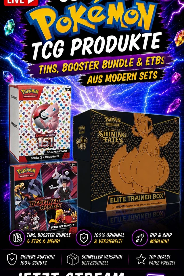 SEALED Pokemon TCG Produkte: Boooster Bundle & ETBs DE EN | aus Modern Sets