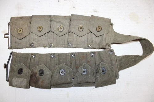 US Military WW2 Era M1 Garand Ammunition Cartridge Belt Enbloc Clip Pouch JK93
