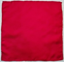SCARF VINTAGE AUTHENTIC SOLID TRUE RED SATIN SILK 13" SQUARE POCKET SMALL
