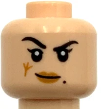 Lego New Light Nougat Minifigure Head Dual Sided Female Black Eyebrows Beauty
