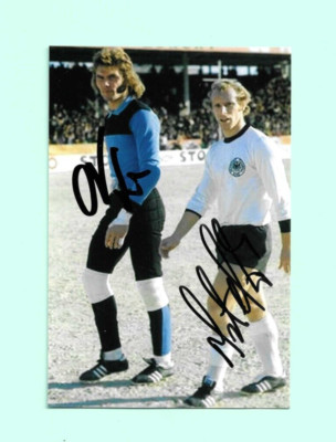 Norbert Nigbur & Berti Vogts DFB WM74 Foto 10x15 original Autogramme