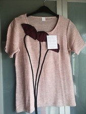 Bader Klingel? Design-Pullover tolle Satin-Blume m Leinen Gr 40/42/44 M/L/XL neu