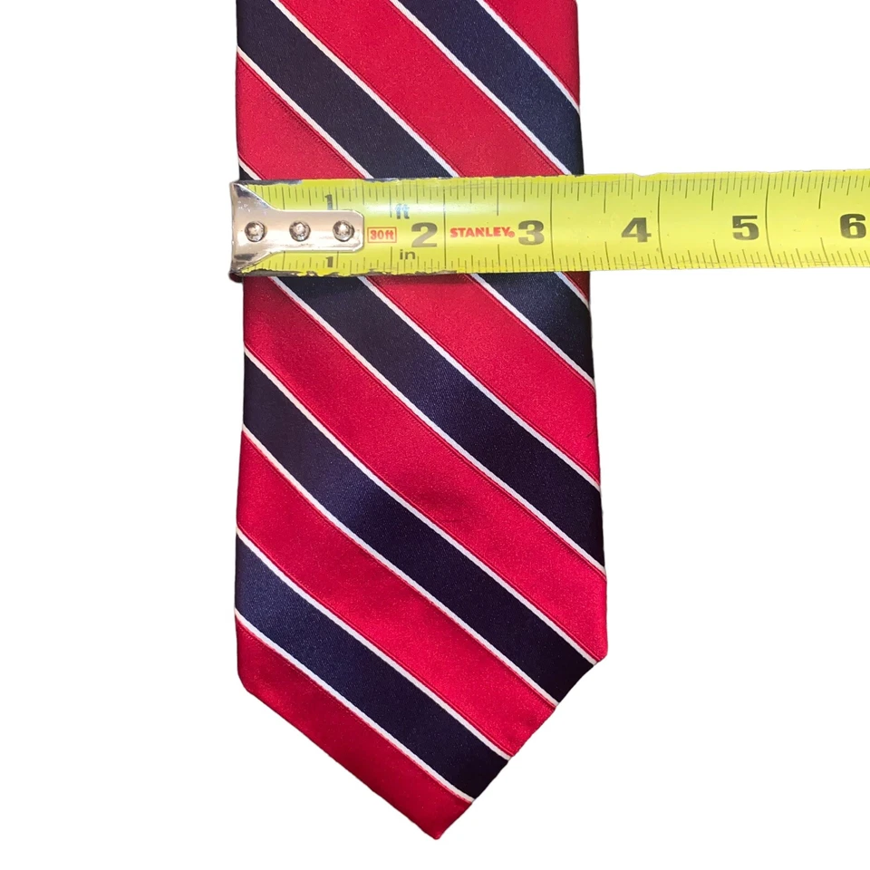 "Corbata Tommy Hilfiger roja/azul a rayas 100 % seda hecha en EE. UU. 60""" Foto 3 de 4