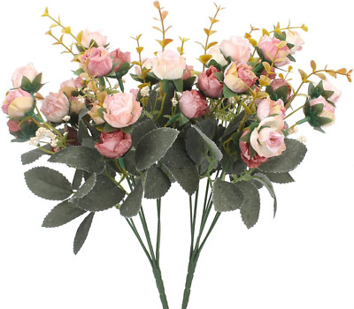 Duovlo 7 Branch 21 Heads Artificial Flowers Bouquet Mini Rose Wedding Home Offic