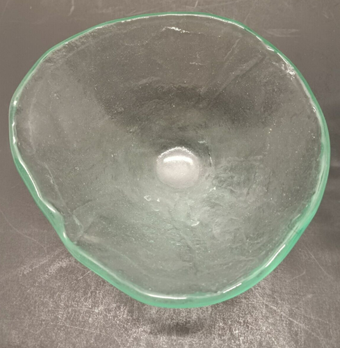 Set 2 ciotole in vetro riciclato artigianali moderne fatte a mano verde acqua - Foto 4 di 11
