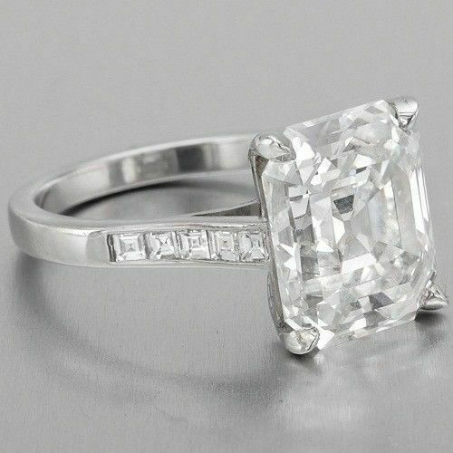 3.Ct Asscher Cut VVS1 Simulated Diamond Engagement Ring 14K White Gold Size 9