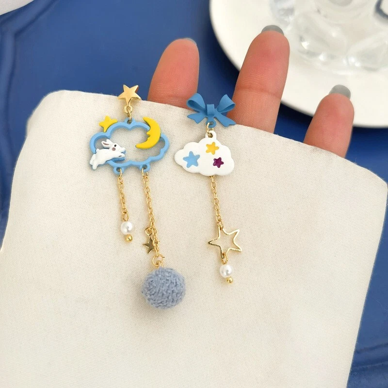 Star and shop moon mismatched earrings