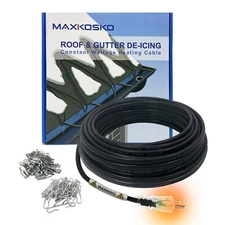 MAXKOSKO Roof Gutter De-Icing Heating Cable Kit, Electric Snow Melting Heat Tape