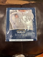 New HALO Bassinest Swivel Glide Sleeper Fitted Sheet Gray Pin Dot 100 Cotton