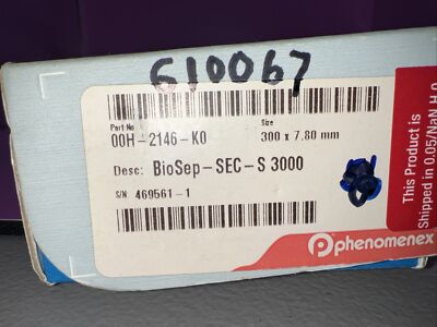   Open box Phenomenex BioSep  5 µm SEC-S3000 400 Å, LC Column 30 G1N