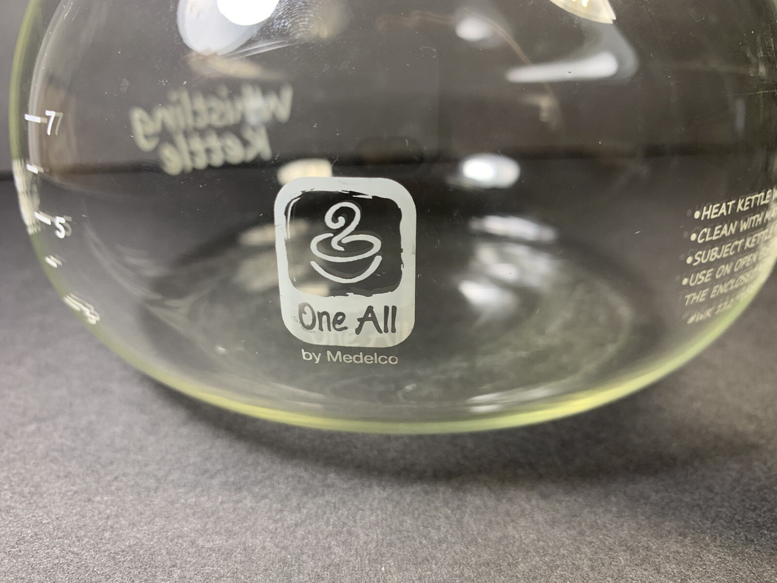 12 Cup Medelco Glass Whistling Kettle Stovetop Tea Coffee Pot, Lid not