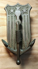 LARGE 8" ANTIQUE c.1910 BRONZE ANCHOR ARCHITECTURAL SALVAGE DOORKNOCKER