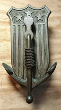 LARGE 8" ANTIQUE c.1910 BRONZE ANCHOR ARCHITECTURAL SALVAGE DOORKNOCKER