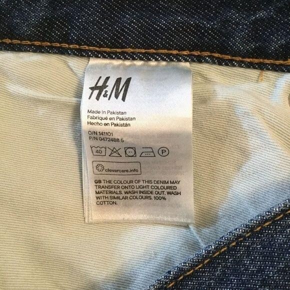 H&M &Denim Size M Unisex Uni Jean 4 Ankle Length Button Fly Straight Wide Jeans thumbnail 3
