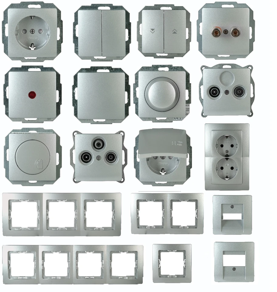Kopp Paris Silber Steckdosen Schalter Dimmer 1 2 3 4 5f Rahmen nach Wahl