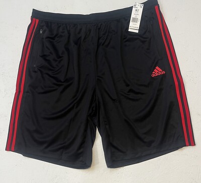 Adidas Aeroready Mens 3XLT Black Red Logo 3 Stripes Active Sports Shorts H20848