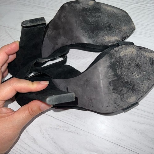 Narciso Rodriguez Zapatos UE Talla 38 Negro Gamuza Sandalias Puntera Cuadrada - Imagen 3 de 10