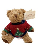 Russ Bears from the Past Plush Stuffed Animal in Red Christmas Sweater 6"