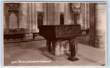 RPPC WINCHESTER Cathedral Font England UK Postcard