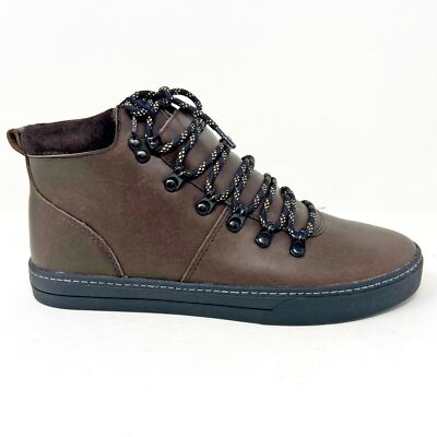 Clae Grant Umber Leather Brown Black Mens Premium Casual Sneakers