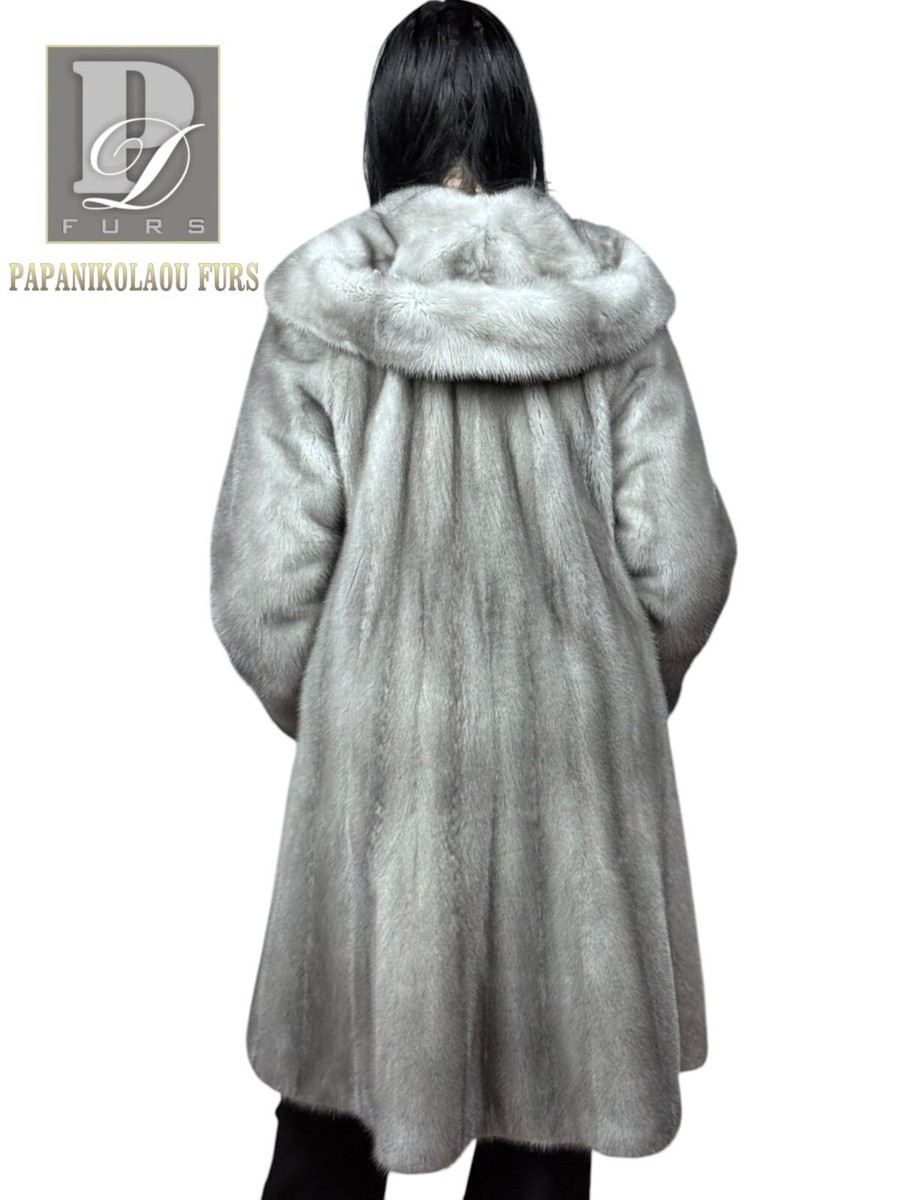 Real Fur let-out Mink Sapphire Coat With Hood | eBay