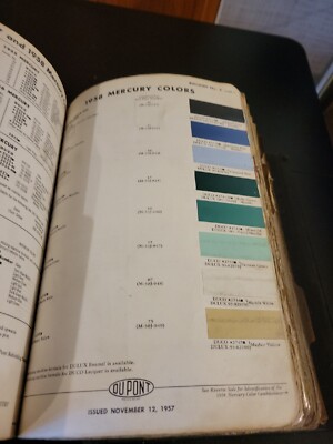 1958 DUPONT DUCO DULUX MERCURY COLORS PAINT CHIP SWATCH SHEET BULLETIN NO 9